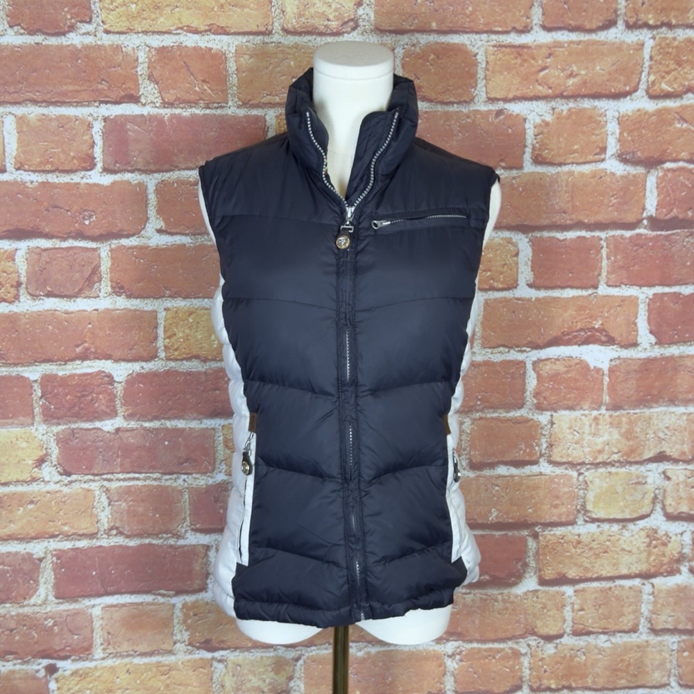 R. Pessoa by Horseware Down Vest Jacket Women's S Navy Blue Equestrian Full Zip
